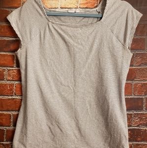 Gap Stretch Black & White Stripe Shirt ~ L